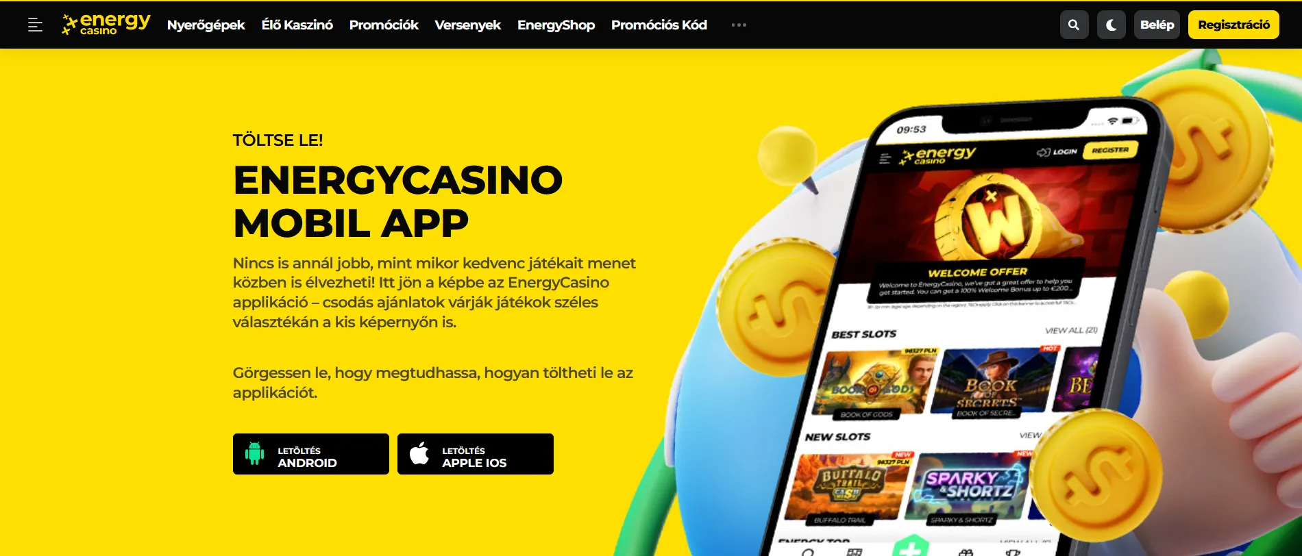 EnergyCasino Mobil App és Böngésző Verzió